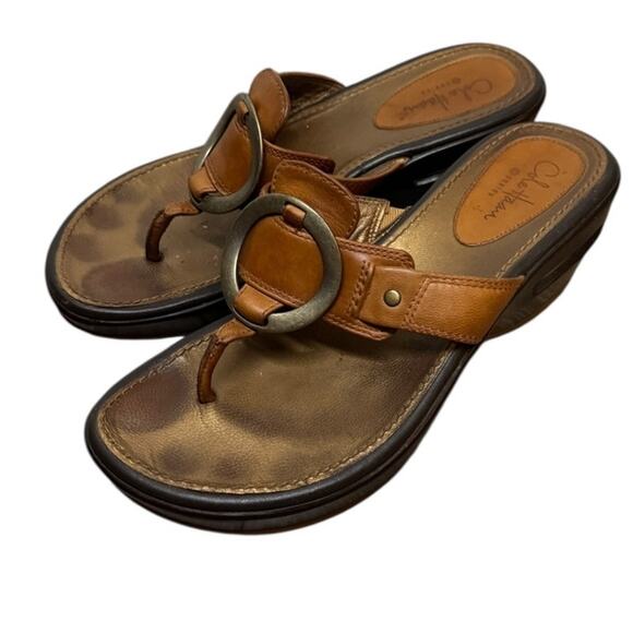 COLE HAAN Nike Air Leather Wedge Thong Sandal SZ 5 - Picture 3 of 13